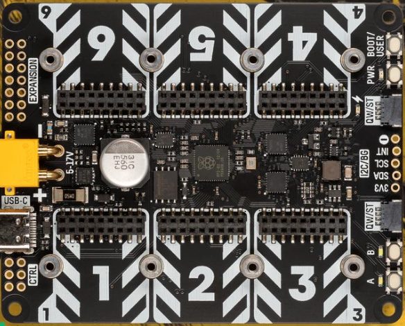 Pimoroni's image of their new Yukon robotics board. The specification sounds really useful for telescope control too.